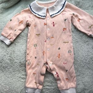 Pure Born 6 - 9 Months Boys Baby Peach One Piece Peter Pan Collar Ric Rac